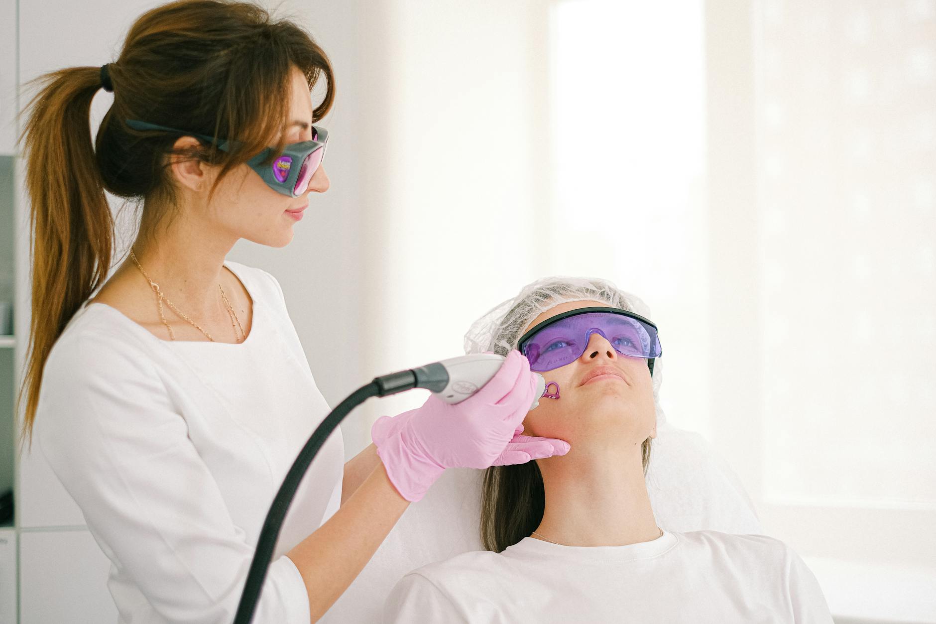 Professional skincare treatment being performed