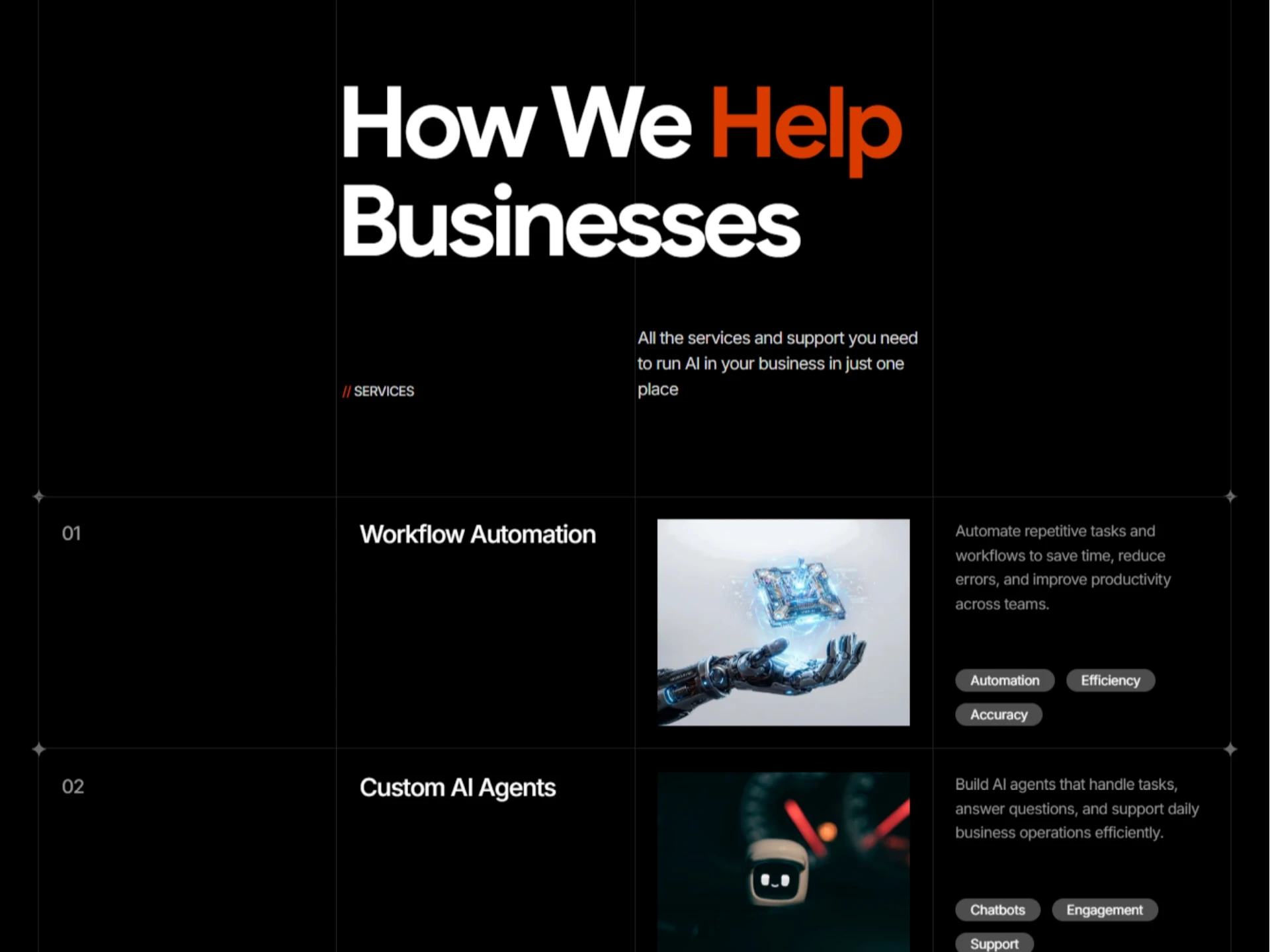 Service Section of ai website