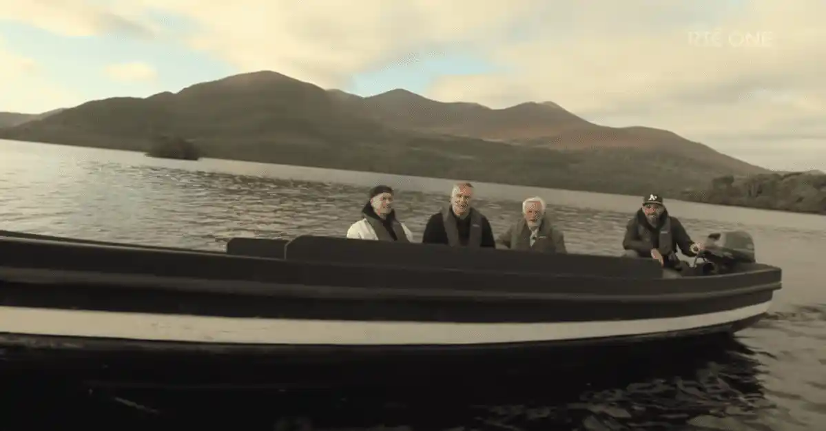 Daithí O'Sé in a boat with Tadgh & Derry Fleming