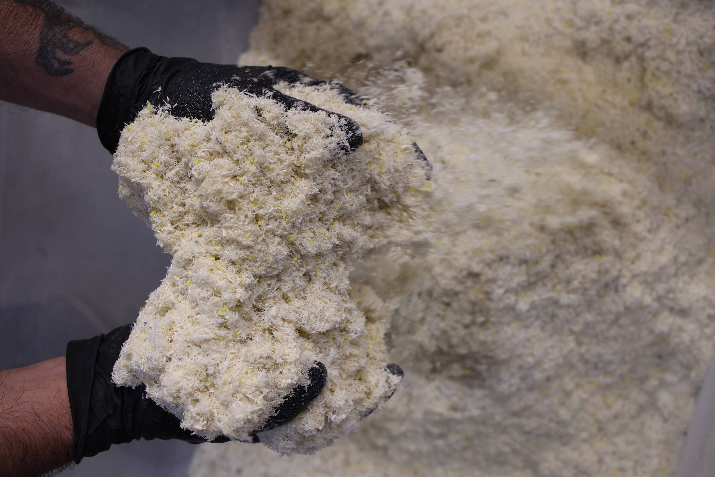 Image: WNDR, a pile of powdered fibreglass offcuts