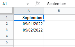 Using Fill Handle on Google Sheets to autofill dates