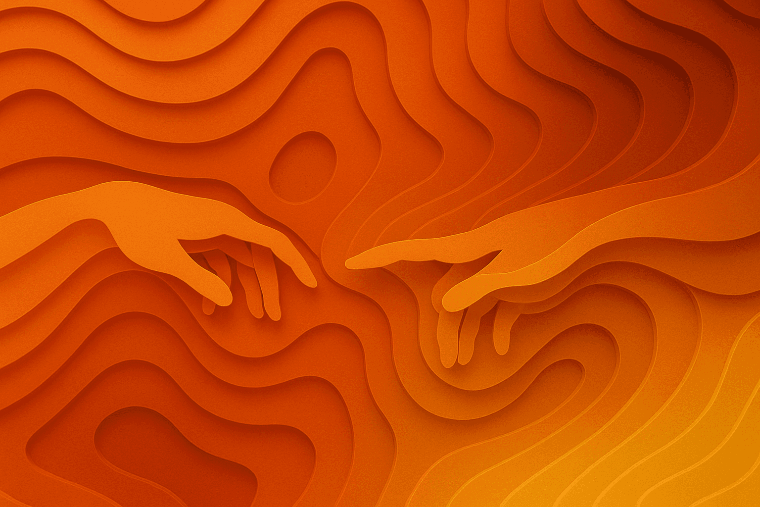 Hand touching for the first time