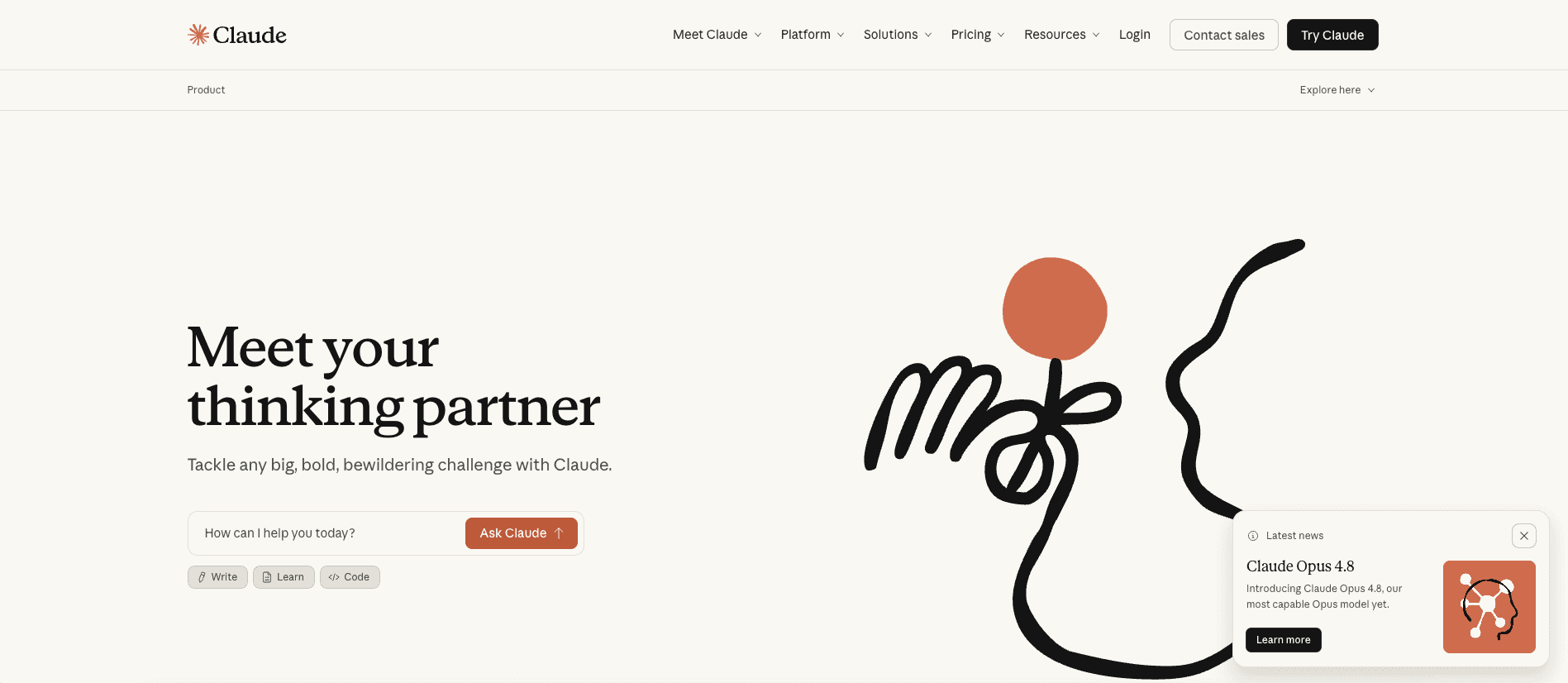 Claude homepage