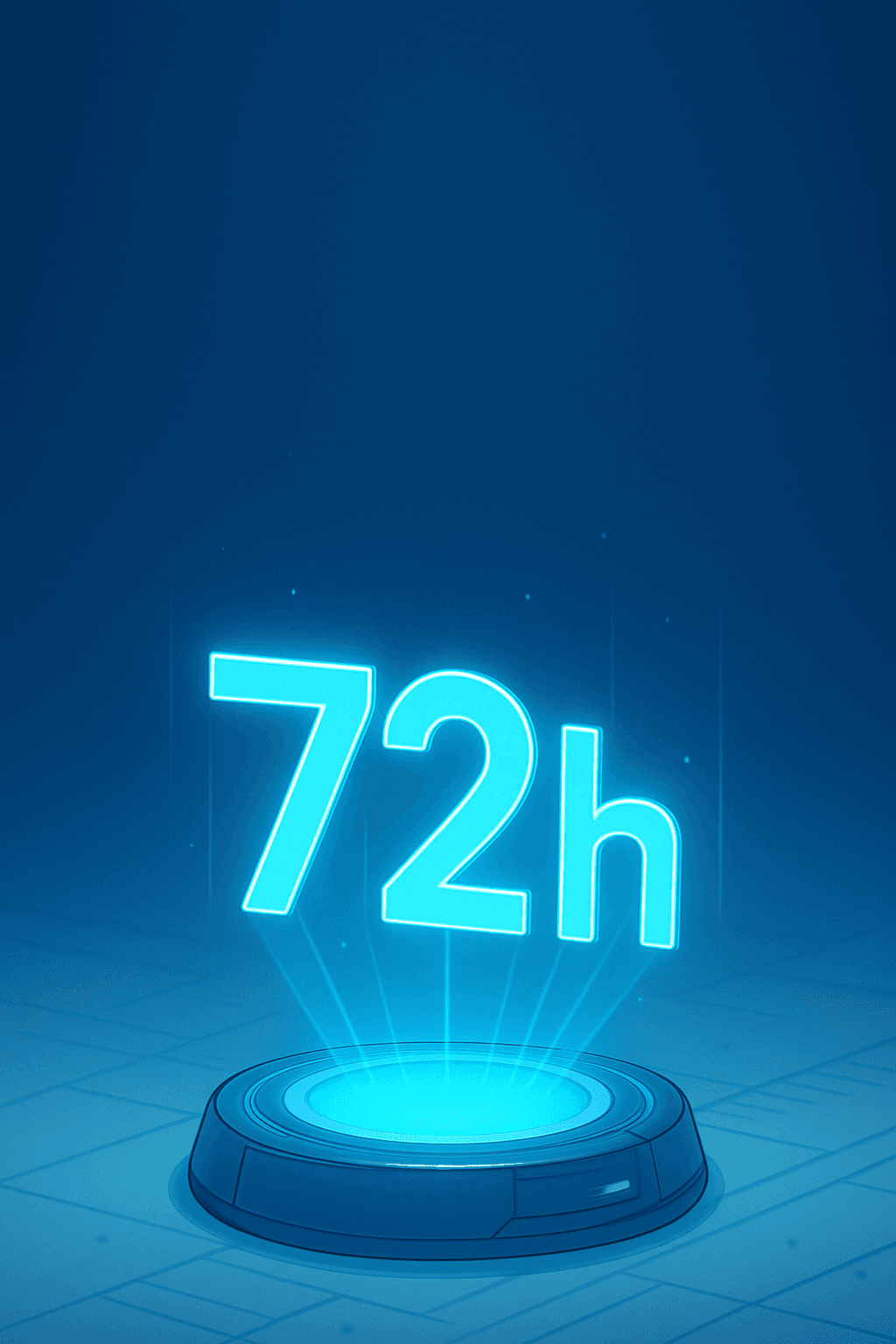 An hologram showing "72h".