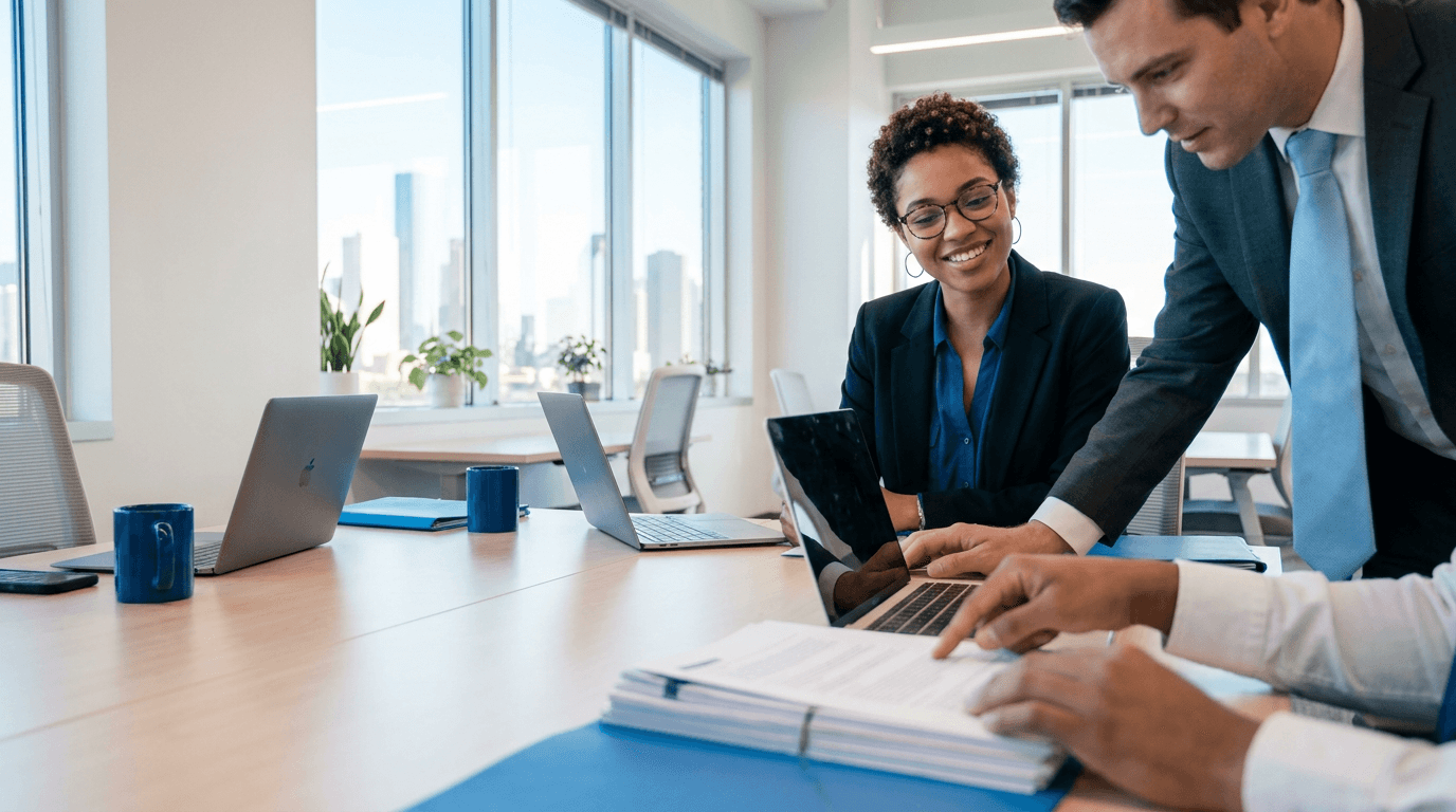 Business owner reviewing documents