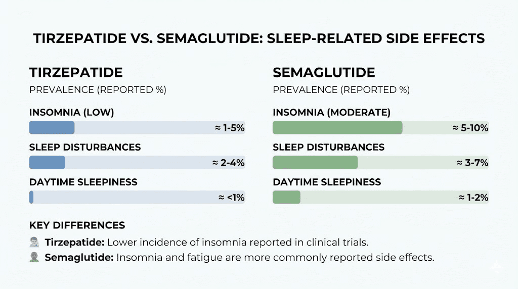 Tirzepatide versus semaglutide insomnia and sleep side effects comparison