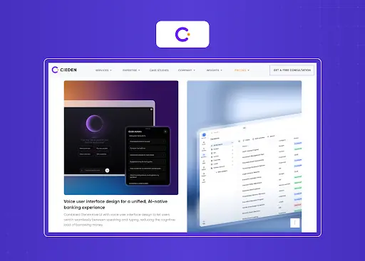 Financial services UX case studies featuring AI-powered banking interfaces, dashboards, and enterprise product design solutions.