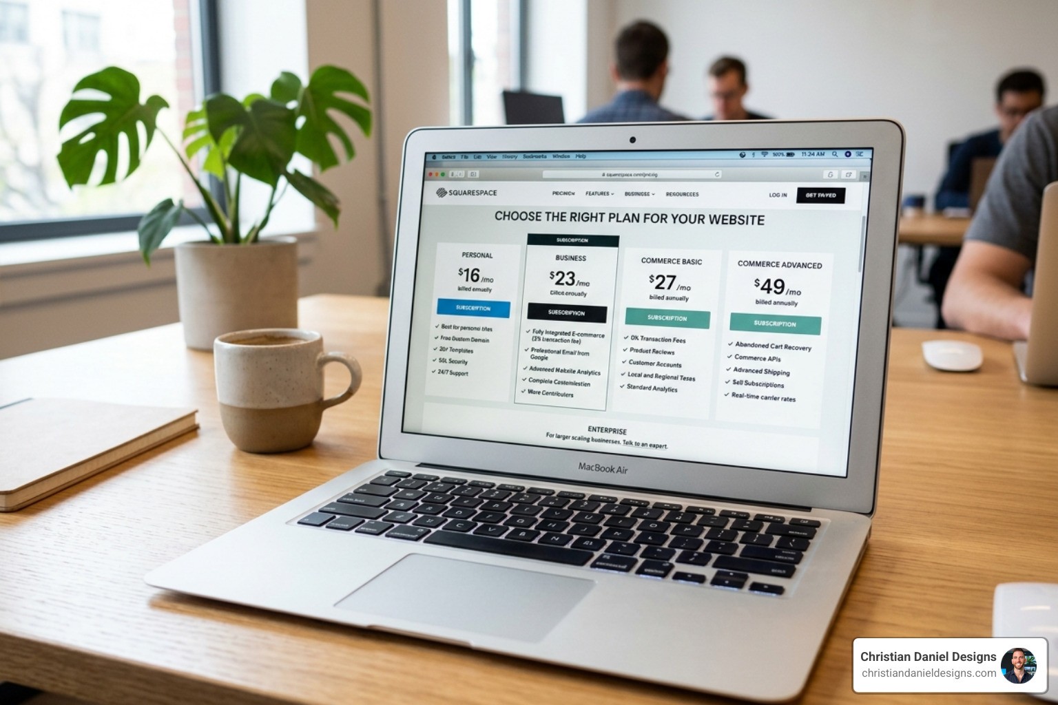 Squarespace pricing page showing different subscription tiers - squarespace
