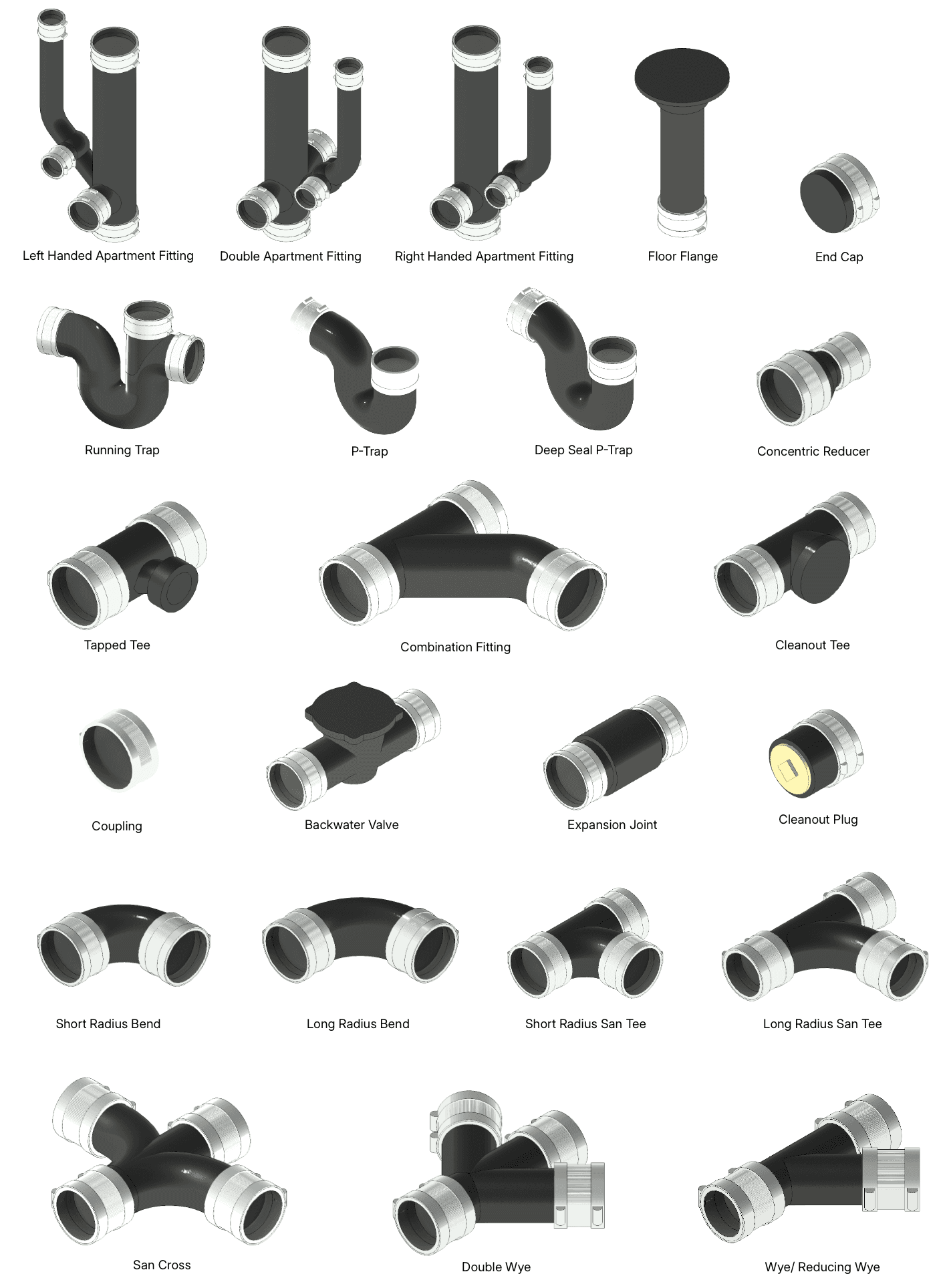 The PSA collection featuring their entire range of fittings.