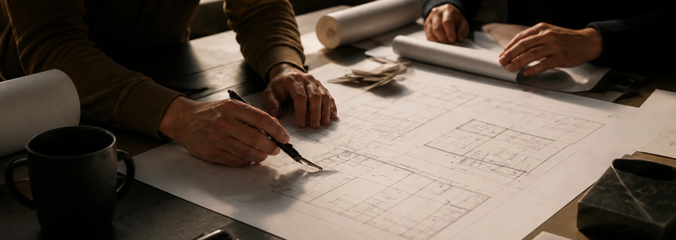 Architectural studio team at work