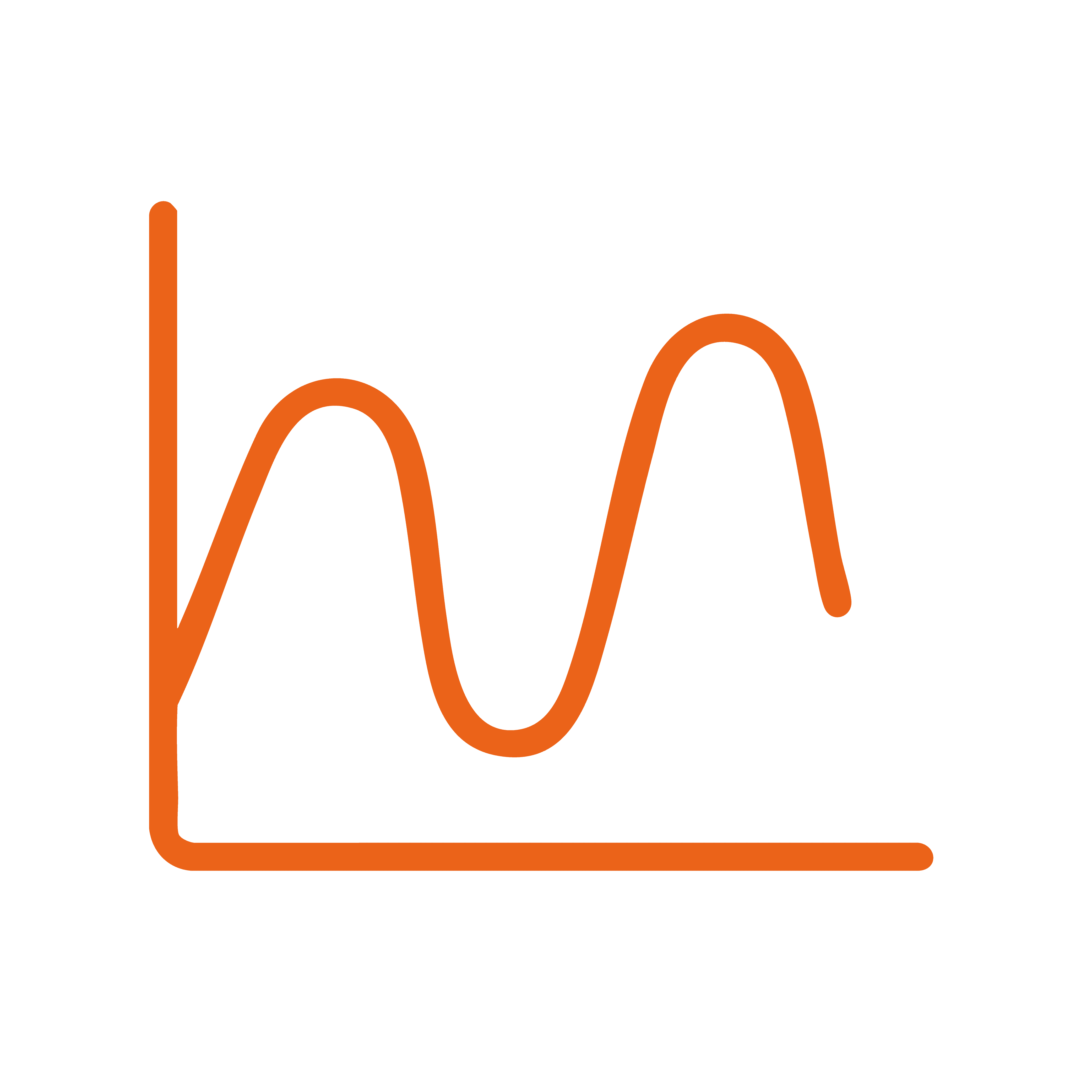 Orange icon of a graph