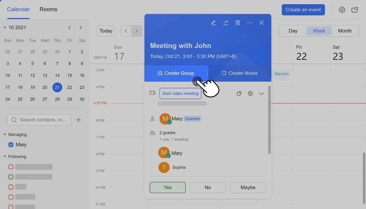 create a meeting group