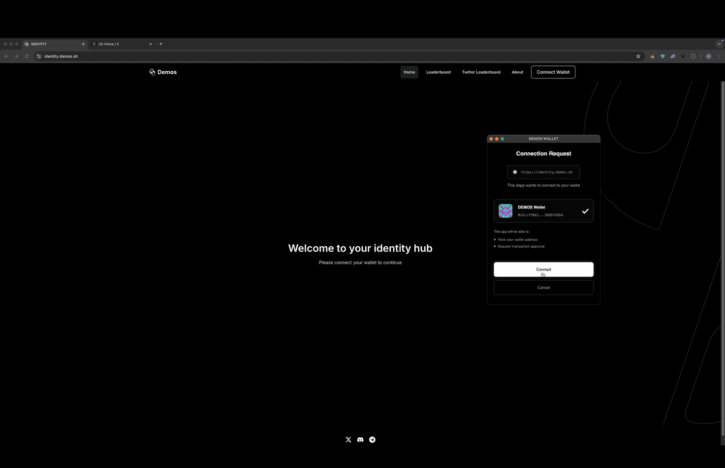 Demos Identity Hub login screen