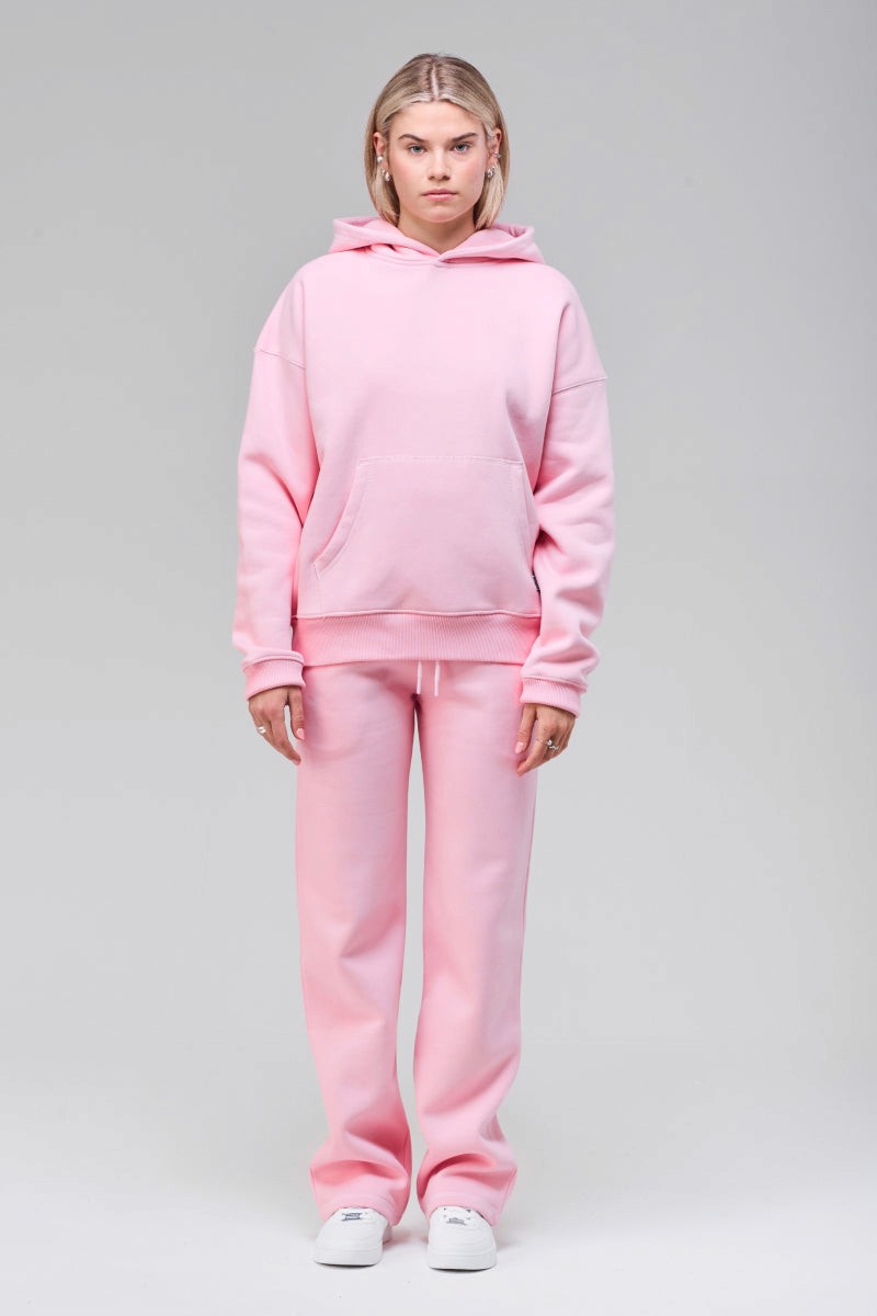 Sunday Superior Mercer Hoodie in soft pink colorway, female model front view