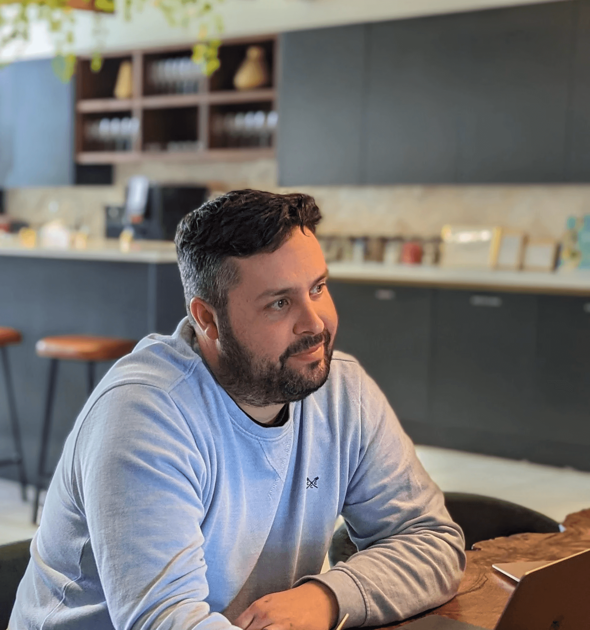 Image of Chris Monks using a comuter in a office enviroment