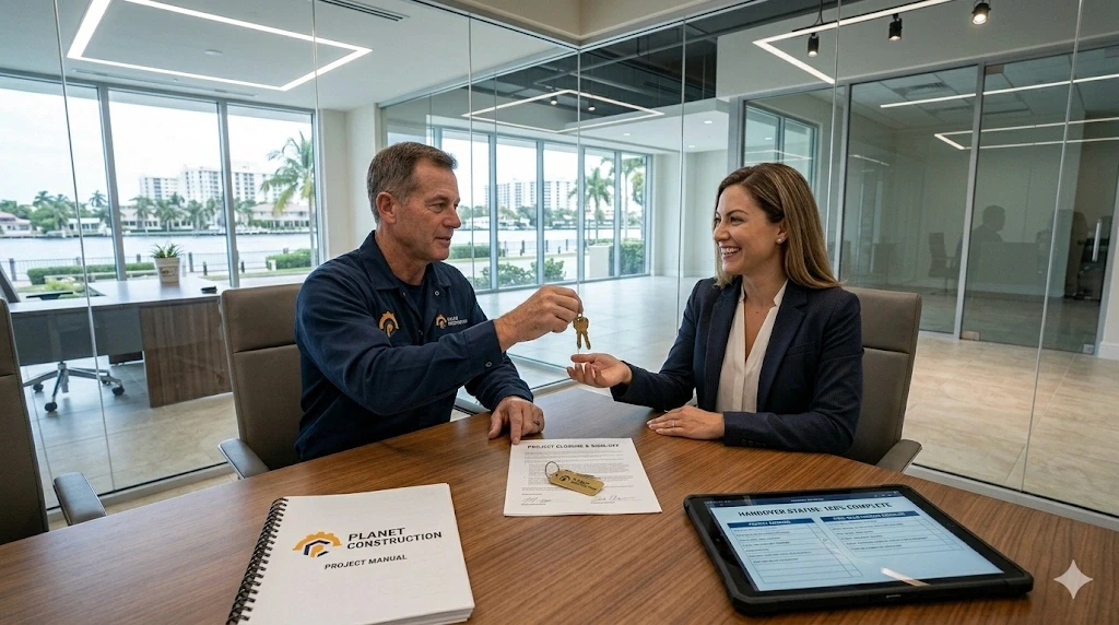 Commercial construction completed handover Fort Lauderdale client Planet Construction Step 4