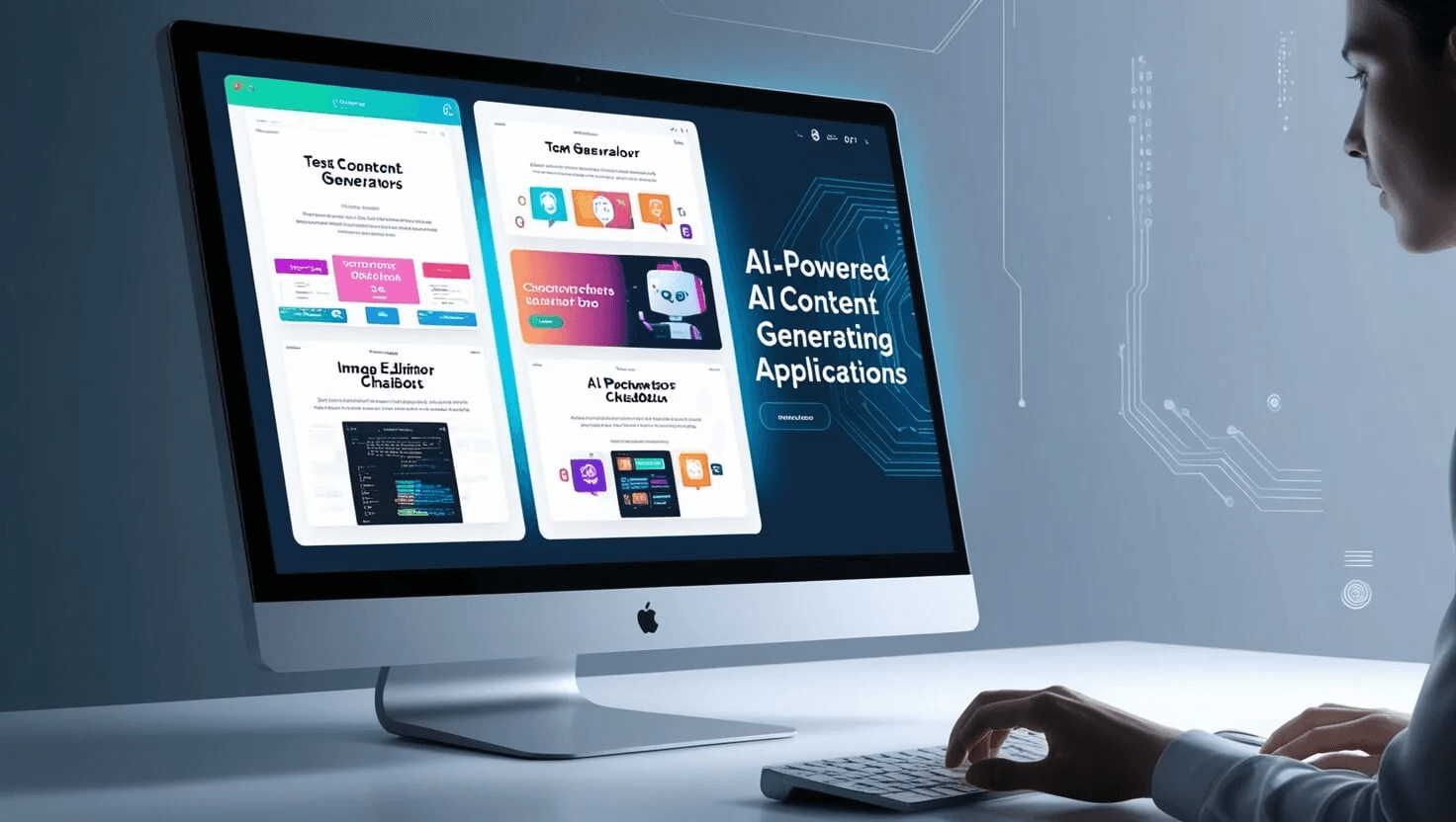 Computer displays AI applications - AI Product Content Creation for Ecommerce