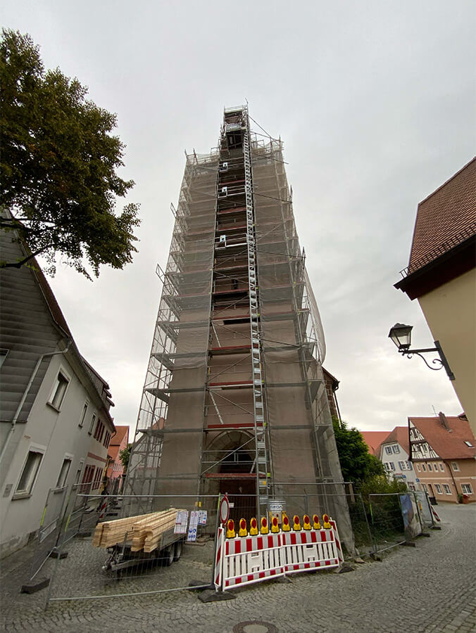 Fuchs Gerüstbau Eisingen Bad Windsheim Turmsanierung Evangelische Kirche