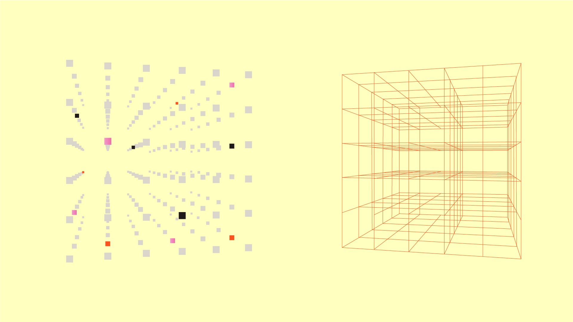 A conceptual digital illustration representing TMBR Rails’ role in bridging digital and physical construction workflows