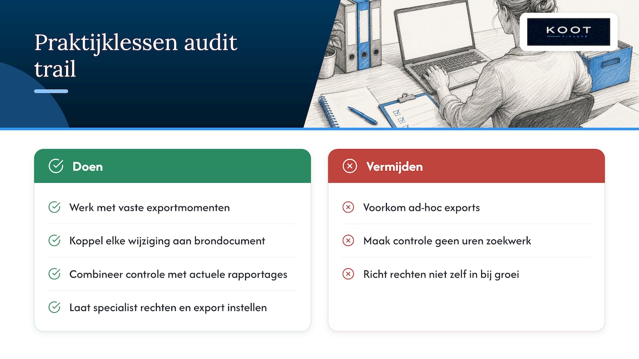 Wat wij bij KOOT Finance leren van audit trails in de praktijk — overview diagram