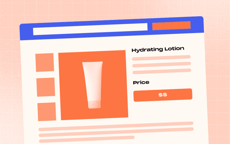 a screenshot of a wireframe of a product listing 