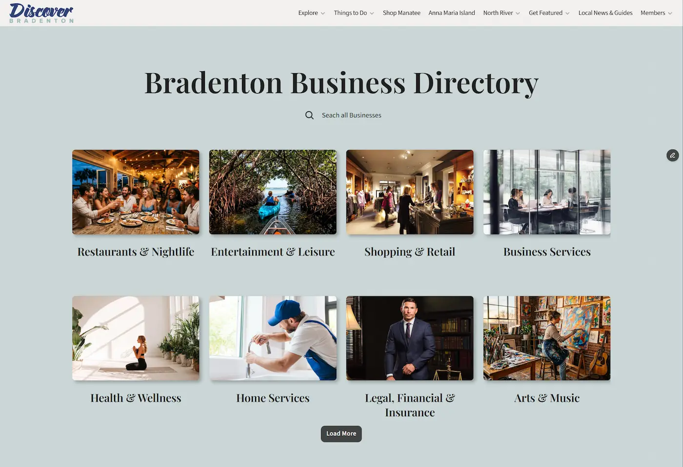 Discover Bradenton local business directory listing page showing Manatee County businesses