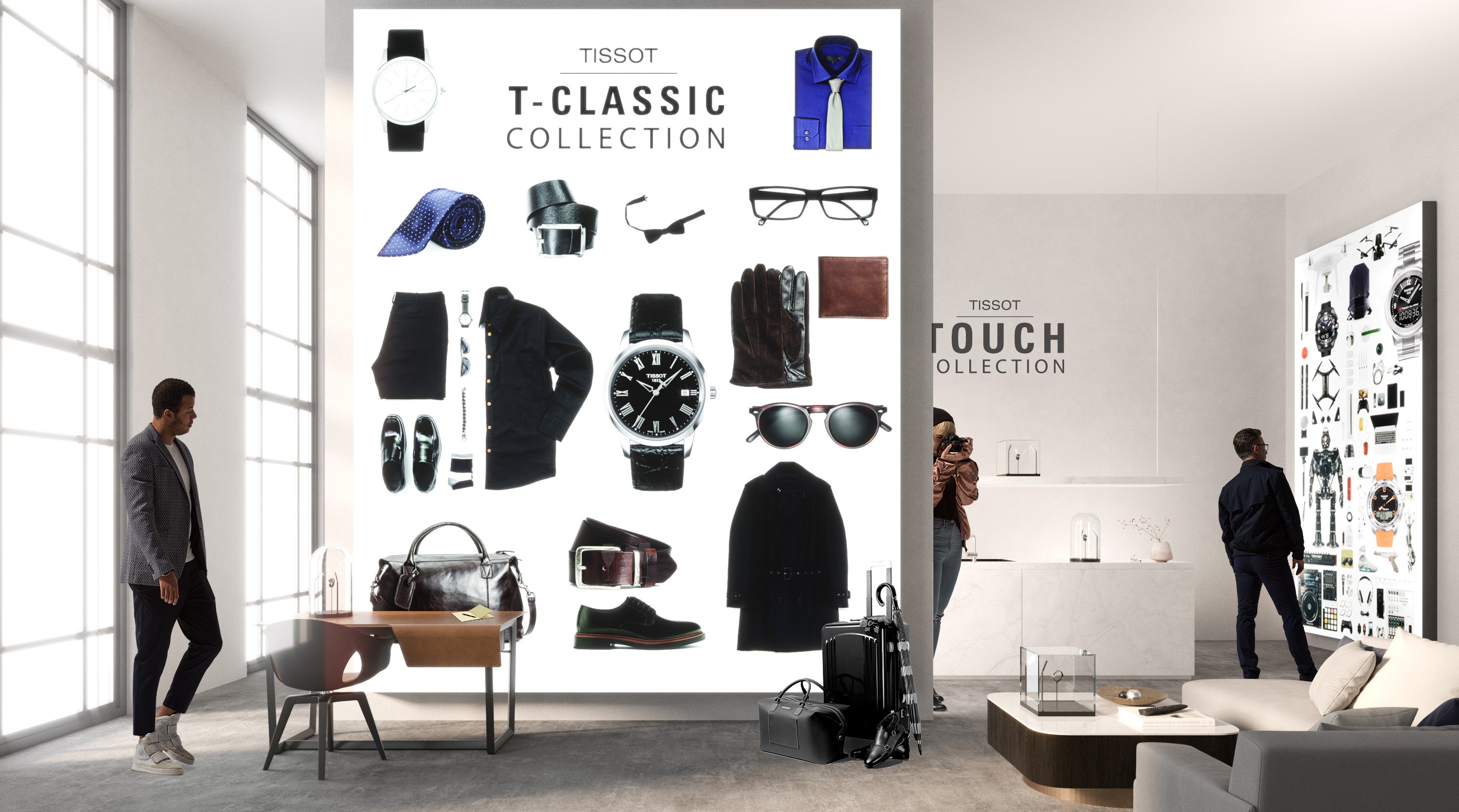 Totem collection T-CLASSIC of the TISSOT watch manufacture exhibition retail concept