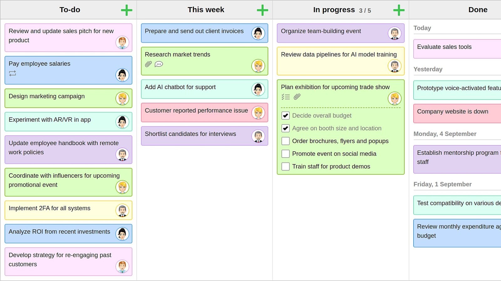KanbanFlow's board with Pomodoro timer