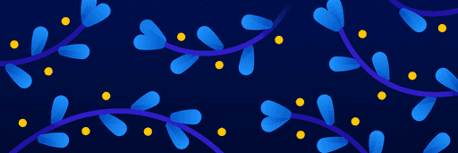 An illustration depicting leaves and berries in blue and yellow — the colors of the Ukrainian flag