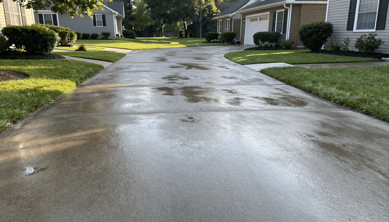 A freshly cleaned driveway
