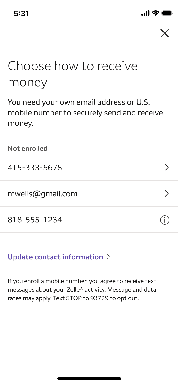 Before, full-screen token registration modal