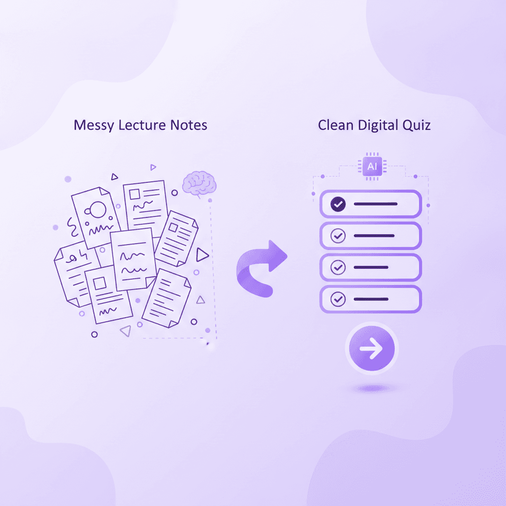 Transforming raw college lecture notes into a structured digital practice exam.