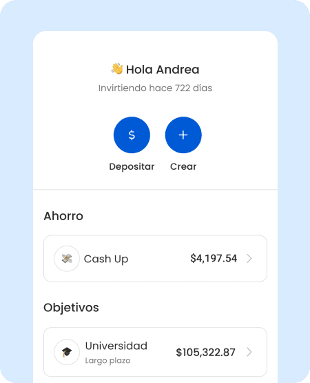 Imagen de un celular mostrando la proyección de una inversión a largo plazo