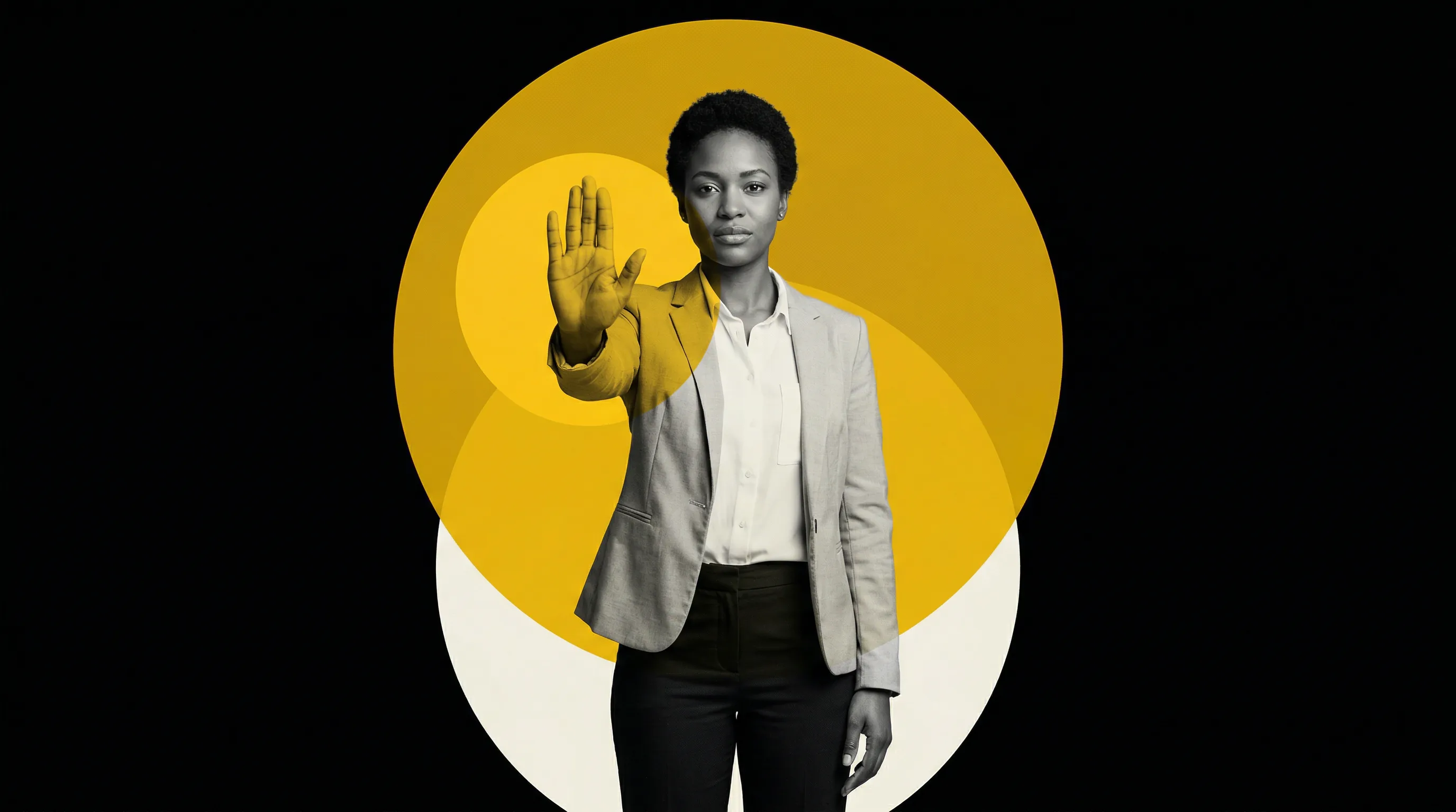 Colagem editorial sobre a coragem de estabelecer limites e dizer não