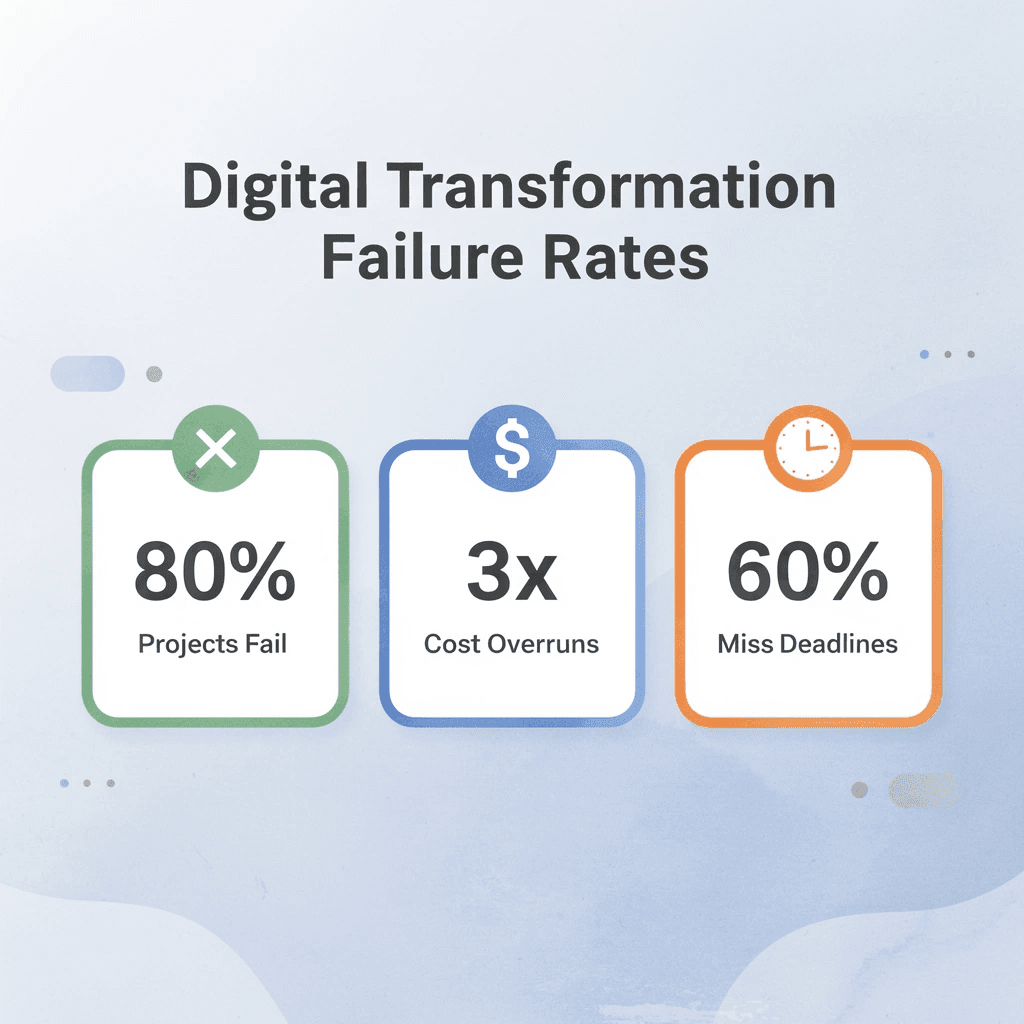 Statistics showing public sector digital transformation failure rates