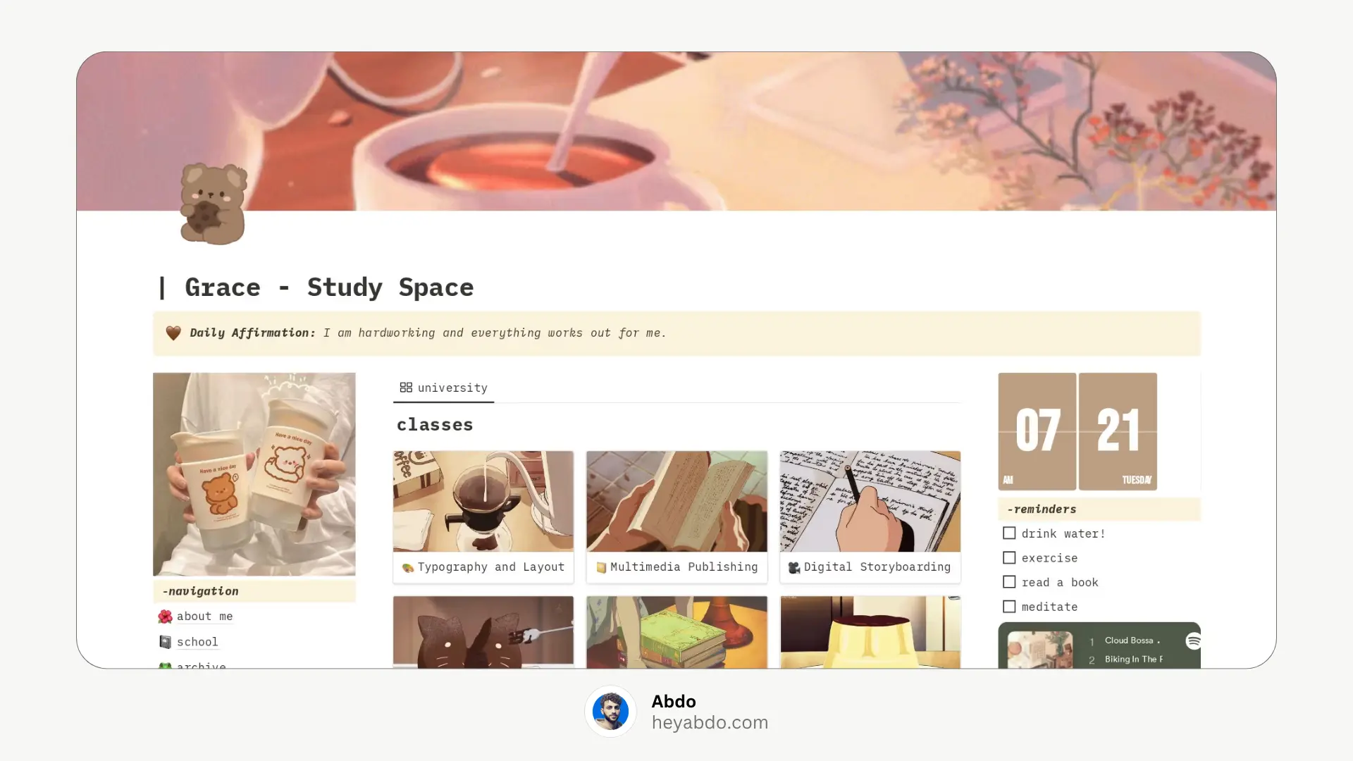 Aesthetic Notion Student Planner