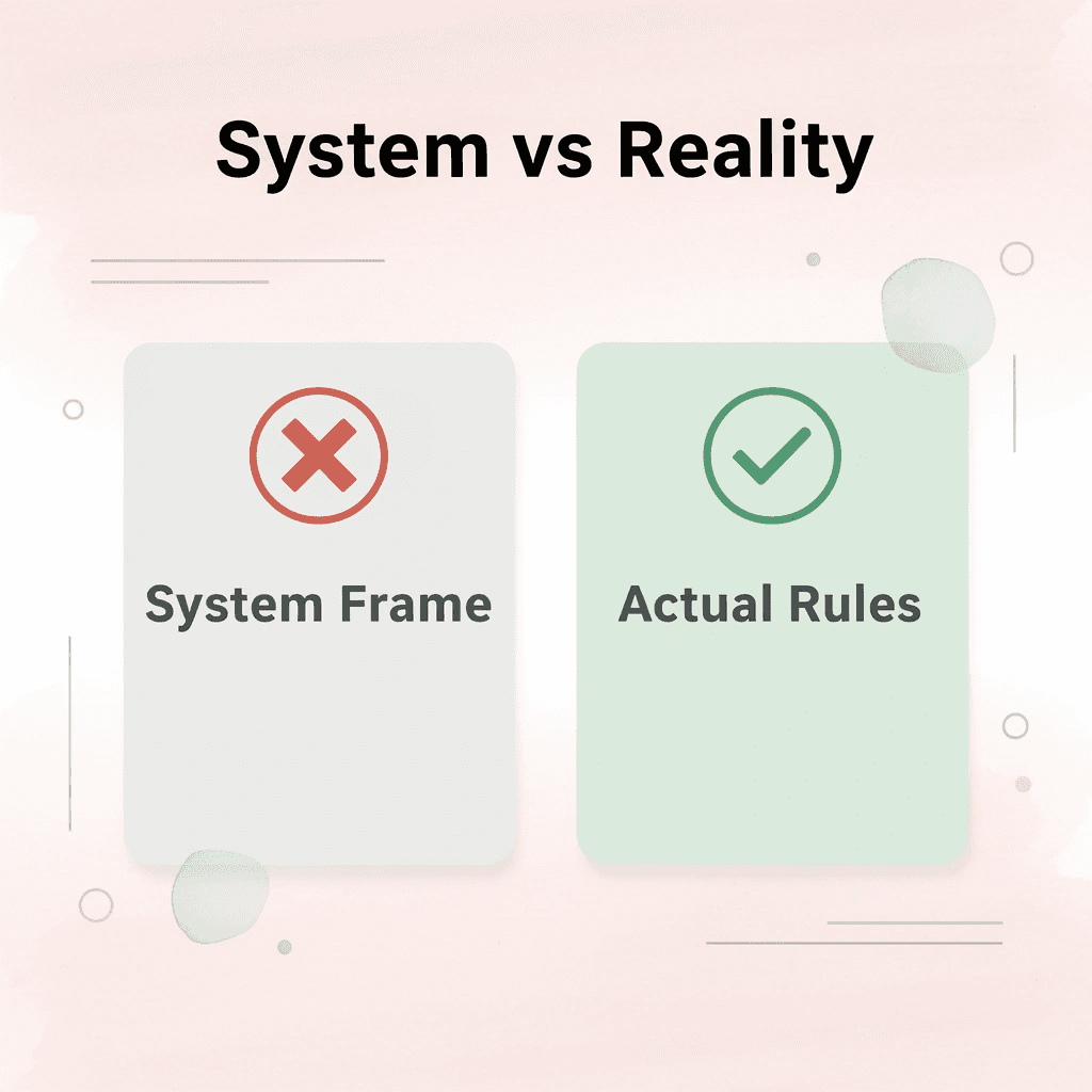Comparison showing system perception versus actual SAT rules