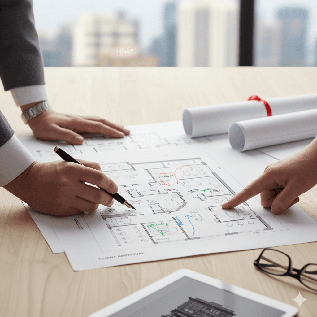 men and women sitting and standing while staring at laptop