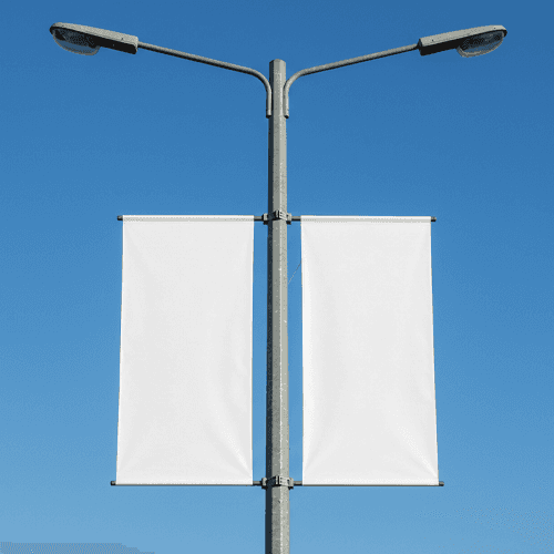 Street banner mockup on a pole