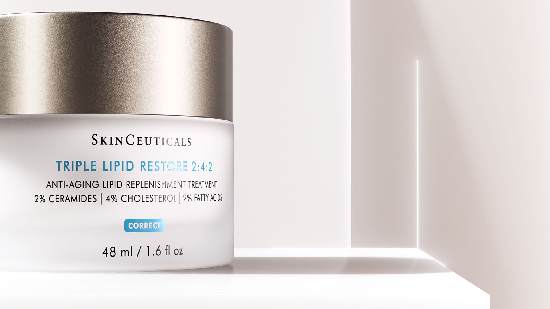 Top down view of a pot of skin cream