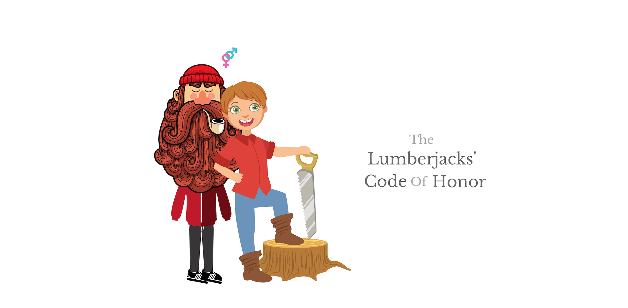 2 lumberjacks dressed in red.