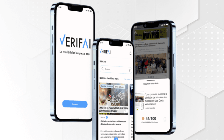 White logo on purple background