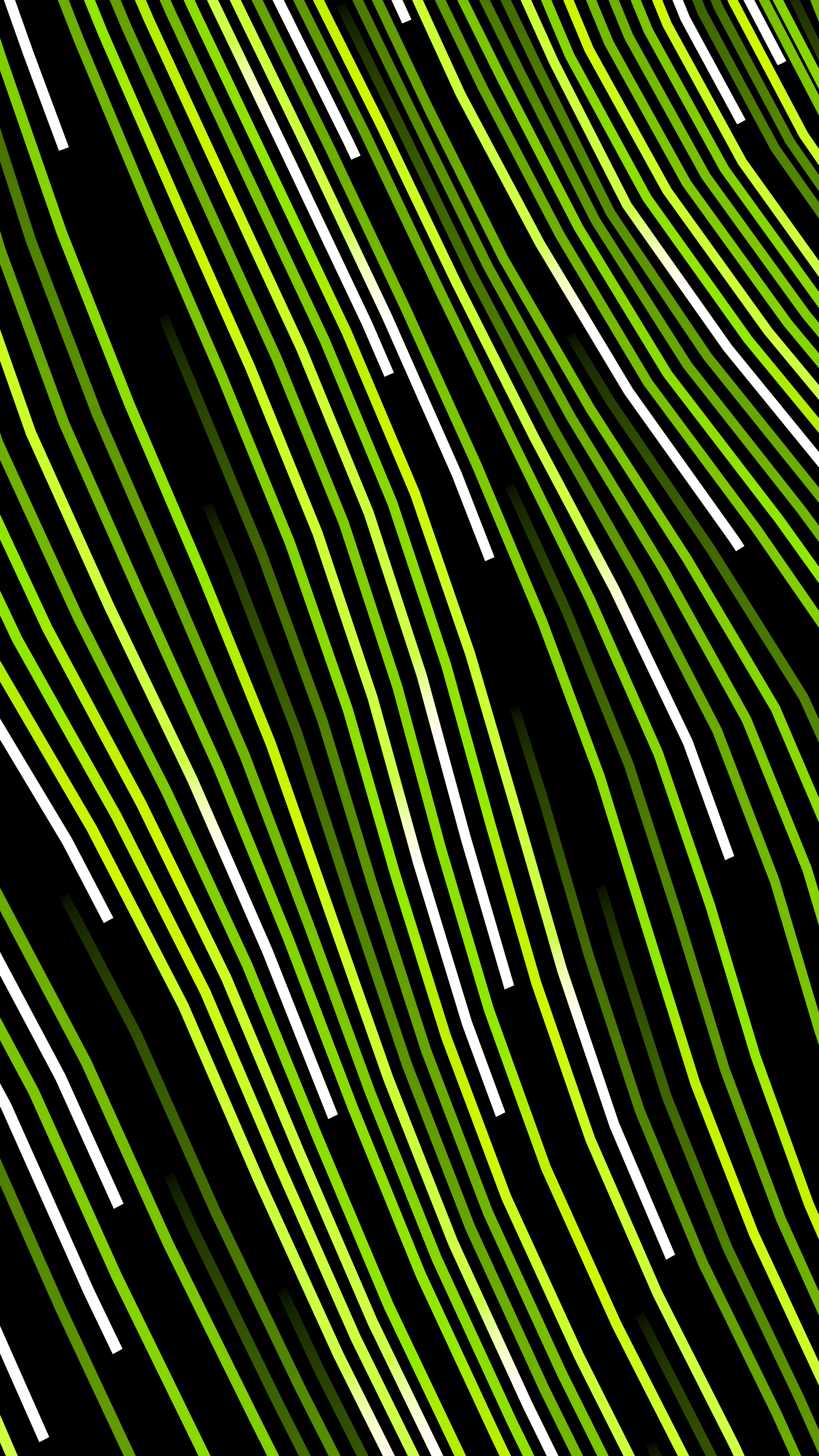 Abstract green and white lines on black background