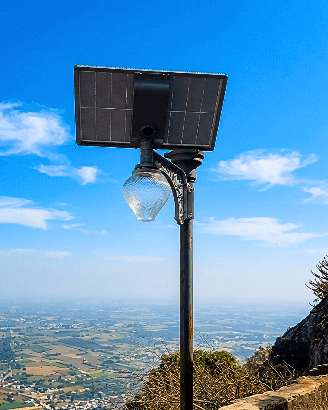 Arush Solar Tech solar street lights installed on residential road Bengaluru Karnataka night