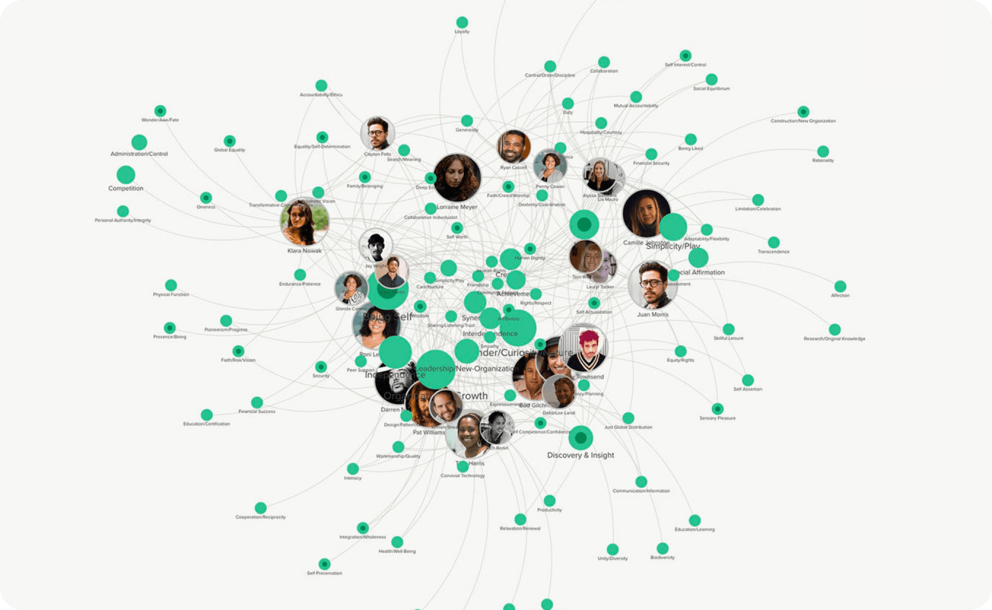 A team’s intrinsic motivations made visible as a shared map