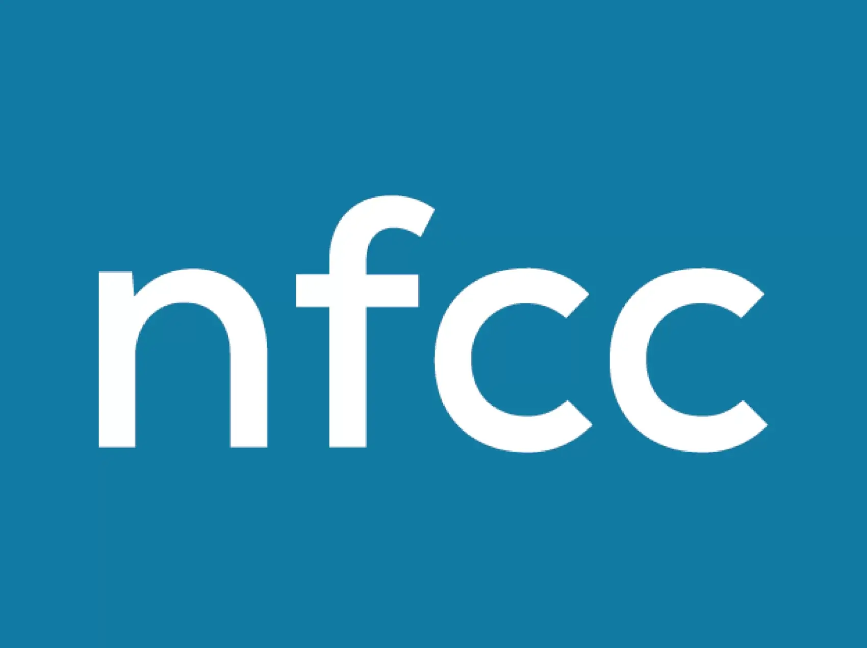 White NFCC wording on a blue background.