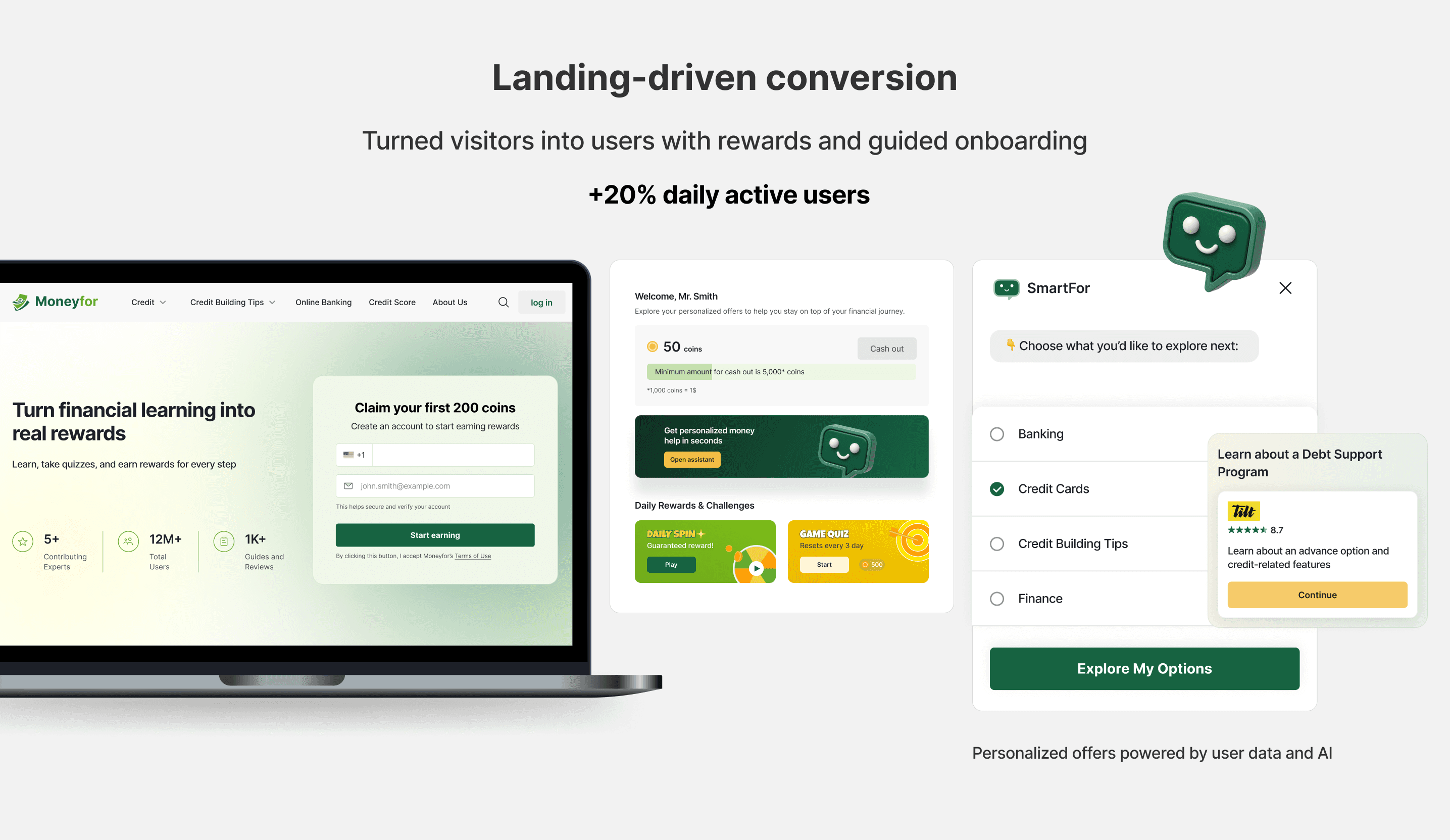 Tablet showing Bloomy UI