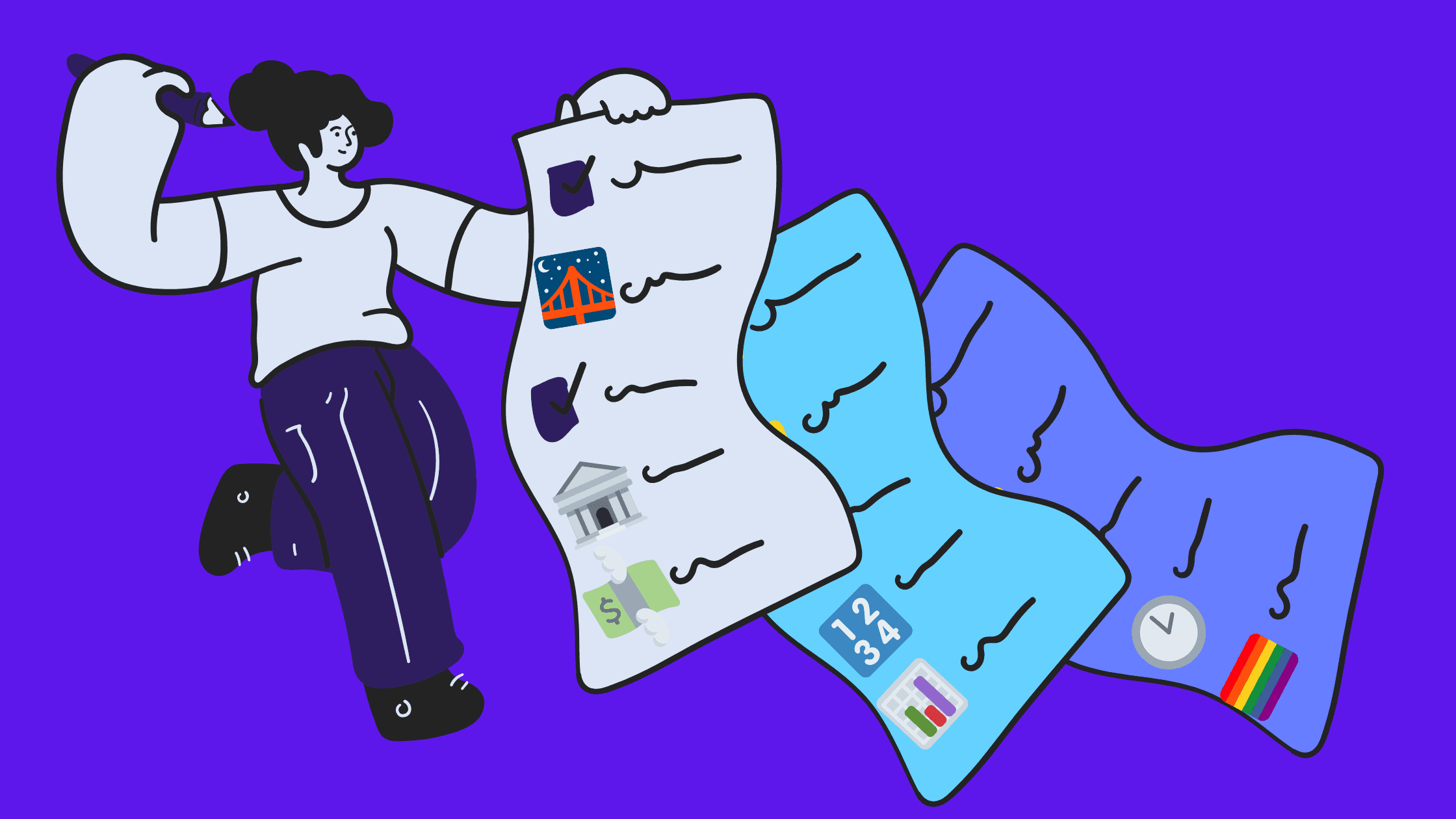 illustration of woman handling 3 checklists