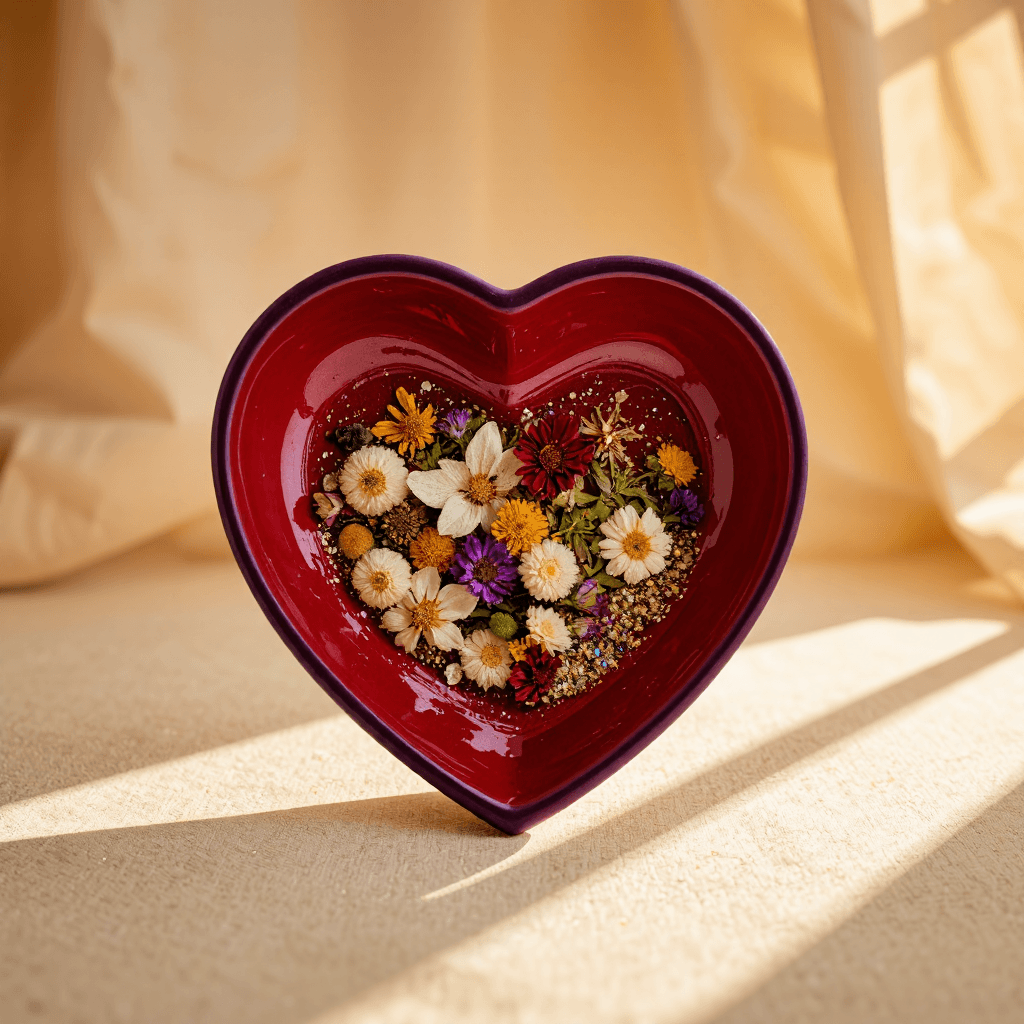 product photography of heart-shaped decorative dish
