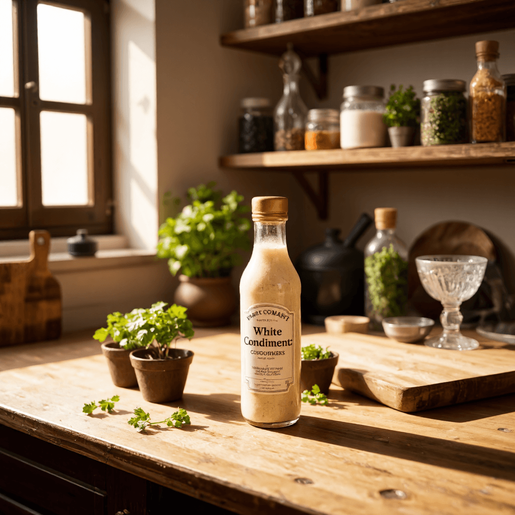 product photography of bottle of white condiment